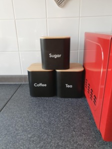 Black Tea Storage Canister With Wooden Lid Airtight Metal Container For <b>Kitchen</b> Counter <b>Pantry</b> Organization Stylish Jar - Product Image 3