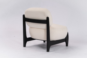 Fauteuil d'appoint Boucle - Fauteuil sculptural à structure en <span class=keywords><strong>bois</strong></span> noir avec pieds coniques « corne » - <span class=keywords><strong>Chaise</strong></span> d'appoint moderne en sherpa pour salon - Product Image 5
