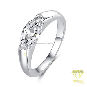 Bague élégante en moissanite taille marquise, bande en argent élégante, solitaire minimaliste, bijoux de fiançailles et de mariage pour femmes et jeunes filles - Product Image 6