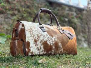 Custom Logo Fashion Genuine <b>Leather</b> Hair Lightweight Large Capacity Adjustable Strap Zipper Closure Travel Duffel <b>Bag</b> Wholesale - Product Image 3