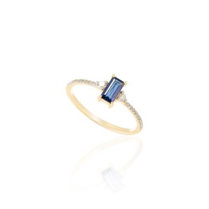14K White Gold Cushion Cut Blue Sapphire and Diamond Wedding Ring for Women - Product Image 2