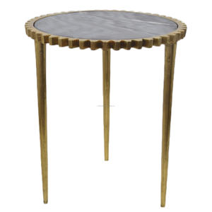 Mesas auxiliares de mármol de diseño moderno, muebles para el hogar con acento de aluminio de alta calidad para sala de estar, oficina y comedor, mesas de centro - Product Image 1