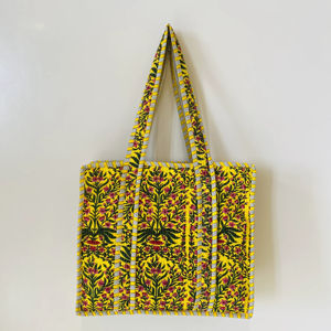 Sac fourre-tout bohème réversible fait main, écologique, grand format, en coton matelassé, motif floral multicolore, logo personnalisé, robuste, été/hiver - Product Image 1