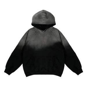 Sweat-shirt à capuche pour homme, coupe ample, 100% coton, effet délavé soleil, streetwear hiver haute qualité, logo personnalisé imprimé à l'écran. - Product Image 3