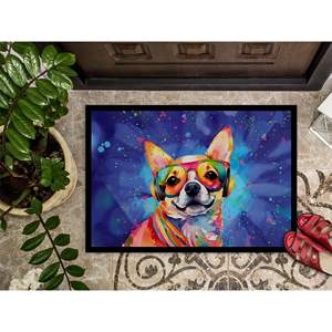Chihuahua Hippie Dawg Paillasson Antidérapant Lavable Low Pile 24H X 36W Intérieur Extérieur Avant Paillasson pour Entrée - Product Image 3