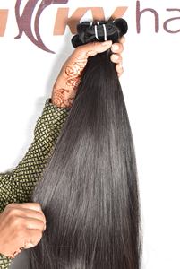 Produit authentique de qualité supérieure, mèches de cheveux humains indiens bruts naturels non traités, lisses, à cuticules alignées, styles Remy, par Export - Product Image 5