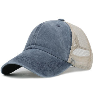 OEM Manufacturer Washed <b>Cap</b> Solid Color Mesh Back Adjustable Unisex Baseball <b>Hat</b> Casual Spring Summer 6-Panel Design Custom <b>Caps</b> - Product Image 1