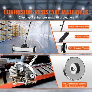 Separatore Magnetico Telescopico da 24 Pollici con Ruote, Manico Regolabile, Capacità 50 Libbre, Strumento di Raccolta Magnetico per un Comodo Stoccaggio degli Attrezzi - Product Image 1