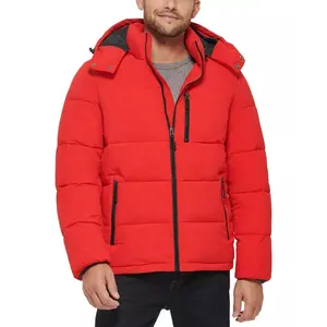 Piumino personalizzato uomo con cappuccio cappotti rossi da uomo impermeabili piumino Streetwear di alta qualità Puffer Stock per Unisex