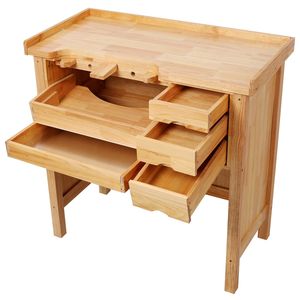 Banco de Trabajo de Madera Maciza para Joyería con Prácticos Cajones de Almacenamiento, Estación de Trabajo de Madera para la Creación de Joyas - Product Image 6