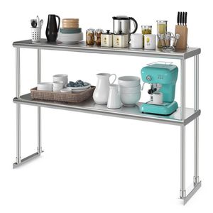 Étagère de rangement de cuisine en acier inoxydable de 48 x 12 pouces avec étagère inférieure réglable - Product Image 4