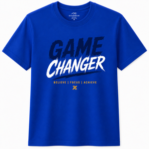 Camiseta de Manga Corta para Hombre Sangita, Color Amarillo Mostaza, Estampado Game Changer, Cuello Redondo, Corte Regular, Informal, 100% Algodón Transpirable - Product Image 1