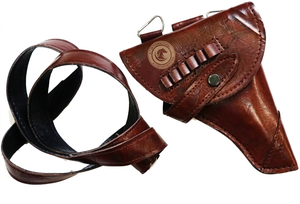 Cinturón clásico de cuero estilo western con portamunecas y bolsillos para municiones, accesorio de cintura para vaqueros, equipo de equitación. - Product Image 4