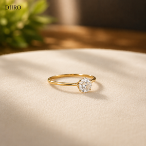 Yellow <b>Gold</b> Plated Trendy Moissanite Solitaire Engagement <b>Ring</b> with Brilliant Round Cut for Women Wedding & Party Gift - Product Image 1
