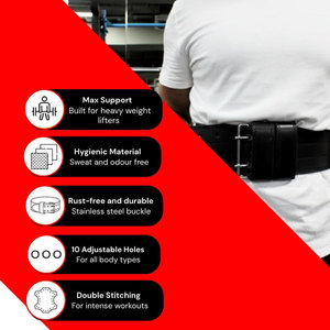 Cinturón de Protección Lumbar para Entrenamiento de Peso Muerto, Cinturón de Seguridad para Levantamiento de Pesas, Cinturón de Powerlifting de Cuero Genuino con Hebilla de Doble Punta - Product Image 4