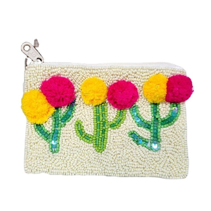 Pochette à fermeture éclair en perles de coquillage bleues, fabriquée à la main en Inde, pour femmes et filles - Product Image 1
