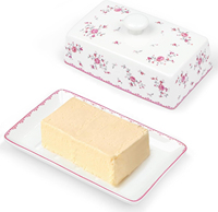 Premium Glass Butter <strong>Dish</strong> with Flip <strong>Top</strong> Lid BPA Free & Dishwasher Safe for Elegant Dining and Kitchen Organization