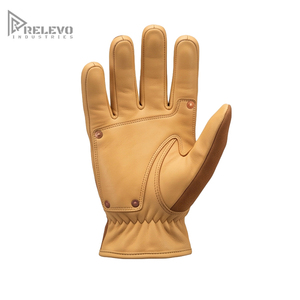 Gants de travail en cuir personnalisés pour hommes, résistants, en cuir de vachette brun, pour mécaniciens, avec paume renforcée par rivets - Product Image 2