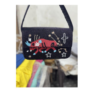 Bolsos de hombro de algodón de estilo bohemio para mujer india, bolsos de mano con cuentas hechos a mano con cremallera para compras nocturnas, bolsos de mensajero de estilo bohemio - Product Image 4