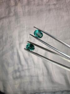 Natural Green Blue Gemstone Pair 1.90 Ct Total Weight Oval Shape Matching Loose Stones for Earrings Rings Jewelry Wholesale - Product Image 1