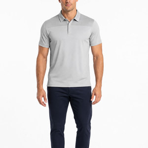 Polo homme gris à manches courtes, couleur unie, séchage rapide, tricoté, décontracté, en vente en ligne - Product Image 1