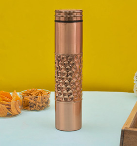 Hand Hammered Pure Copper Water Bottle 750ml 950ml 1000ml Leak Proof Ayurvedic Drinking Bottle - Product Image 2