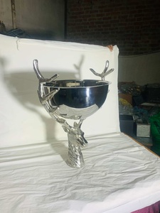 Silver Deer Ice Bucket Decorative Ice Bowl Antlers Stand Modern <b>Table</b> Centerpiece Wine <b>Cooler</b> Holder 5L Capacity Leak Proof - Product Image 6