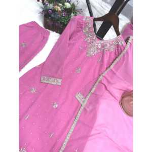 ชุดดีไซเนอร์ ท็อป-ปาลาซโซ พร้อมผ้าคลุมไหล่ สำหรับงานปาร์ตี้ เสื้อผ้าอินเดียและปากีสถาน - Product Image 3