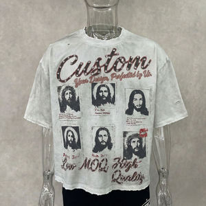 Camiseta Personalizada 100% Algodón con Estampado DTG, Lavado Ácido, Estilo Oversize, Corte Cuadrado, con Efecto Desgastado y Piedras Decorativas para Hombre - Product Image 6