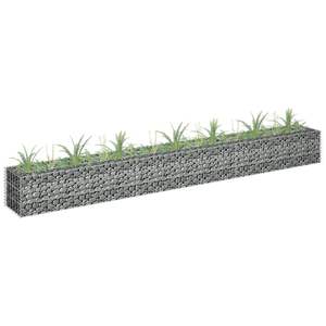 Jardinera Elevada Gabion de Acero Galvanizado Plateado de 106.3 x 11.8 x 11.8 Pulgadas para Flores y Plantas - Product Image 1