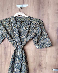 Meilleure Vente : Robe Kimono en Coton Imprimé Floral Façonné à la Main, Respirante, à Manches Longues, pour Nuit et Plage (Cache-Maillot Femme) - Product Image 4