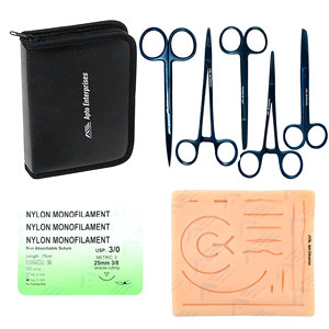 Kit de pratique de suture chirurgicale avec coussinet en silicone réaliste, instruments médicaux, ensemble complet de formation à la suture pour étudiants en médecine - Product Image 1