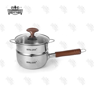 Venta al por mayor japonés Yukihira Pan <span class=keywords><strong>cacerola</strong></span> de acero inoxidable <span class=keywords><strong>con</strong></span> tapa de vidrio utensilios de cocina Set olla de vapor <span class=keywords><strong>con</strong></span> mango de madera - Product Image 2