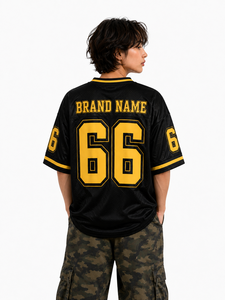 Custom Print Black Mesh Boxy Fit Varsity Breathable American Football Jersey <b>Y2K</b> Streetwear Oversized Blank Soccer Uniform <b>Shirt</b> - Product Image 2