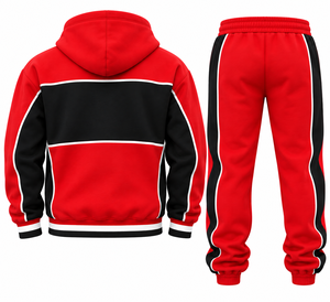 Men’s <b>Red</b> Tracksuit Set Custom Streetwear <b>Hoodie</b> 2 Piece Sportswear Casual Athletic Tracksuit Set with Sublimation Print - Product Image 2