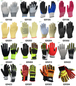 Gants de travail anti-coupure orange et noir avec revêtement de paume à pois, résistants aux chocs, avec doublure en Kevlar, niveau de protection anti-coupure ANSI/ISEA 6, sangle de poignet - Product Image 6