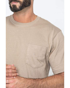 Camiseta de Algodón para Hombre, Color Beige Sólido, Manga Corta, Cuello Redondo, Corte Regular, Estilo Jersey Informal, Talla Grande para Adultos, Ecológica - Product Image 4