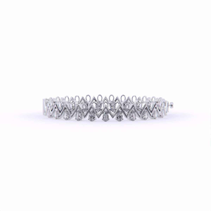 Bracelet tennis en moissanite or rose à motif zigzag avec pierres rondes brillantes et design géométrique moderne de luxe - Product Image 1