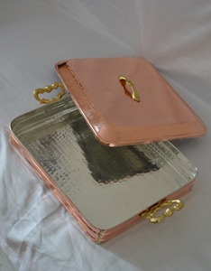 Olla de Cobre Rectangular con Tapa, Asas de Aleación de Zinc, Utensilios de Cocina Metálicos Duraderos, Diseño Vintage - Product Image 6