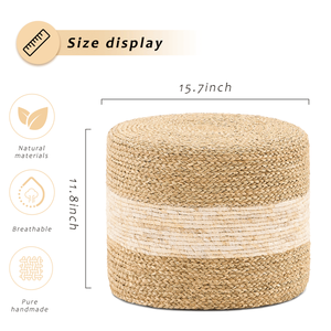 Handmade Natural Seagrass <b>Ottoman</b> Woven Foot <b>Stool</b> for Home Decor and Seating - Product Image 2