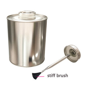Custom Capacity <strong>Empty</strong> Metal round Screw Neck <strong>Tinplate</strong> <strong>Can</strong> with Dauber Ball Lid and PVC Glue for Applicators
