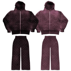 Survêtements OEM en gros de haute qualité avec strass et effet délavé, logo personnalisé, coupe oversize - Product Image 4