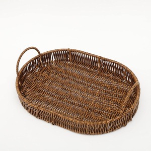 Handwoven Rattan Storage Basket Oval Woven Tray with Handles for Bread Fruit <b>Snacks</b> Home Display - Product Image 3