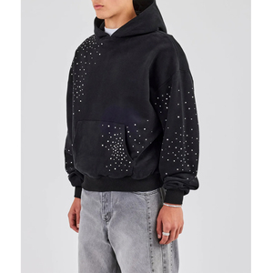 High Quality 380 GSM Oversized <b>Rhinestone</b> Pullover Hoodie Custom Fleece Crystal Streetwear Winter Digital Printing Unisex <b>Jacket</b> - Product Image 1
