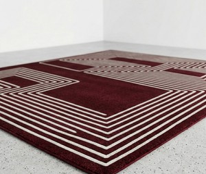 Geometric Area <b>Rug</b> Rectangle Red White Pattern Wool Polyester Flat Weave Living Room <b>Non</b> <b>Slip</b> Latex Backing - Product Image 2
