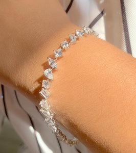 Luxury Mixed Cut Moissanite Tennis <b>Bracelet</b> Iced Out Hip Hop Jewellery White Gold Diamond Look Wrist Chain - Product Image 3
