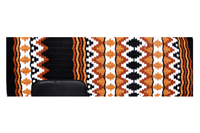 Tapis de selle d'équitation tout usage en coton à motif ethnique noir, blanc et orange pour dressage occidental