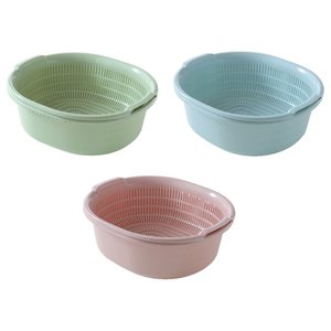 Pratique Maison Cuisine Double Couche Trou En Plastique Panier D'égouttage Fruits Légumes Passoire Passoire Passe Au Lave-Vaisselle Durable - Product Image 6