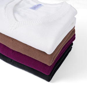 Pull à col en V pour femme Urban Silhouette, 100% acrylique, anti-rides, couleur unie, coupe classique, manches courtes - Product Image 5