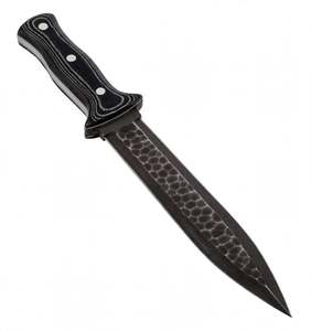 Outil utilitaire extérieur en acier à haute teneur en carbone forgé à la main avec manche en G10 noir - Product Image 2